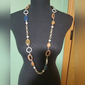 Lia Sophia Brown and Blue Beaded Necklace